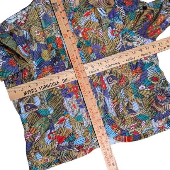 Chico's geometric print 100% silk blouse 2/ Medium art to wear jacket bolero - Picture 3 of 8